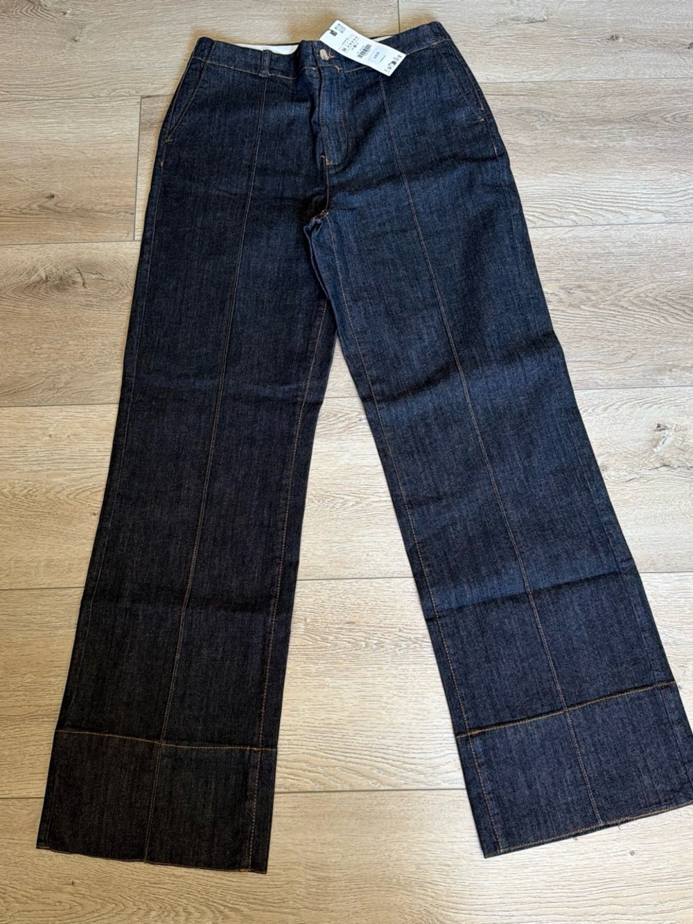 Zara Dark Indigo Wide-Leg Jeans with Front Seams